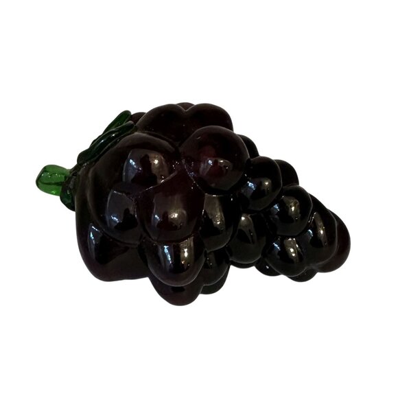 Vtg Murano Hand Blown Glass Grapes 1970s Deep Purple Art Glass Decor - Picture 3 of 5